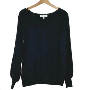 Fever women’s L Black Glittery Sweater Bishop Sleeve NEW‎